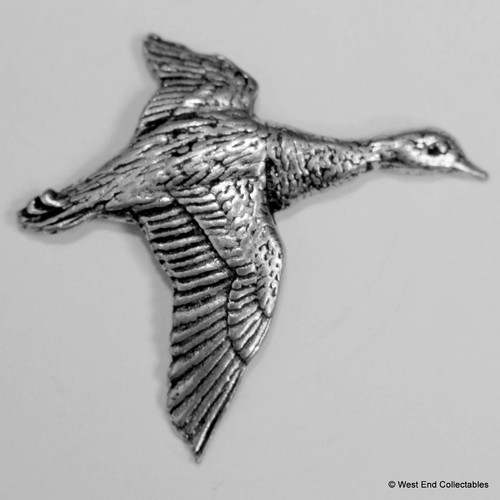Flying duck pewter pin - flying,