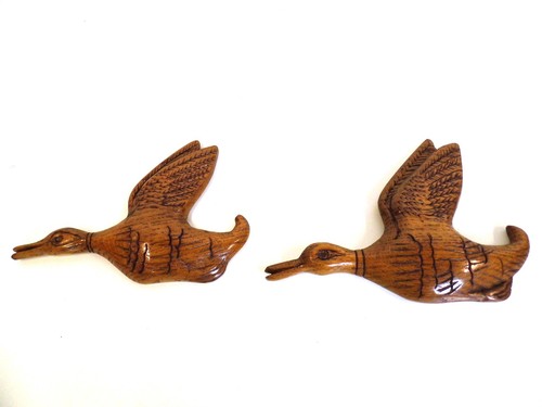 Vintage pair oak carved - of,