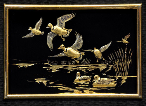 Flying ducks vintage - vintage, gold