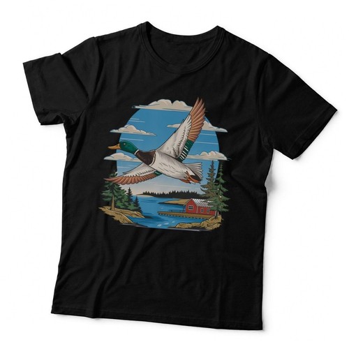 Flying duck over lake - duck, with