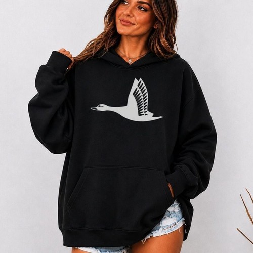 Flying duck silhouette hoodie - duck,