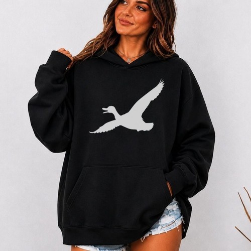 Flying duck silhouette hoodie - flying,
