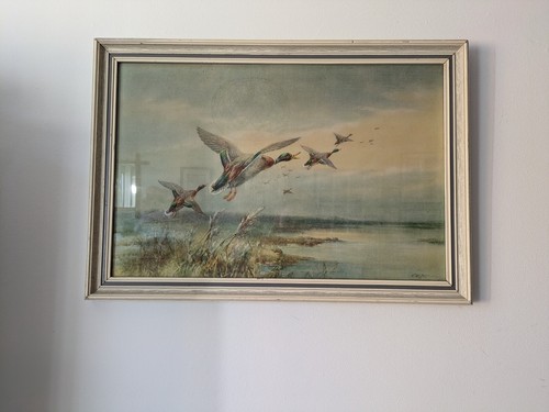 Vtg powell framed print - e,