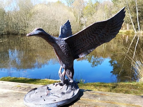 Flying duck garden sculpture - flying,