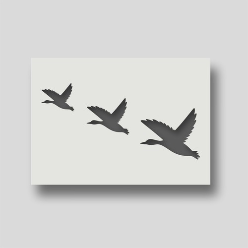 Flying duck stencils retro - stencils,