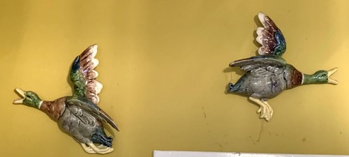 Ceramic flying mallard ducks - flying,